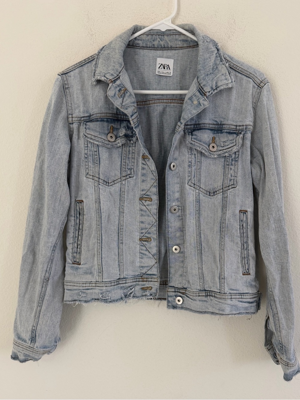 ZARA Light Wash Denim Jacket - Pale Blue